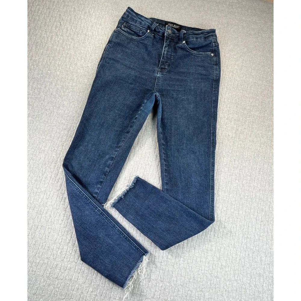 Judy Blue High Rise Ankle Fray Hem Women 7/28(27X27 skinny Slim Sexy Dress Jeans